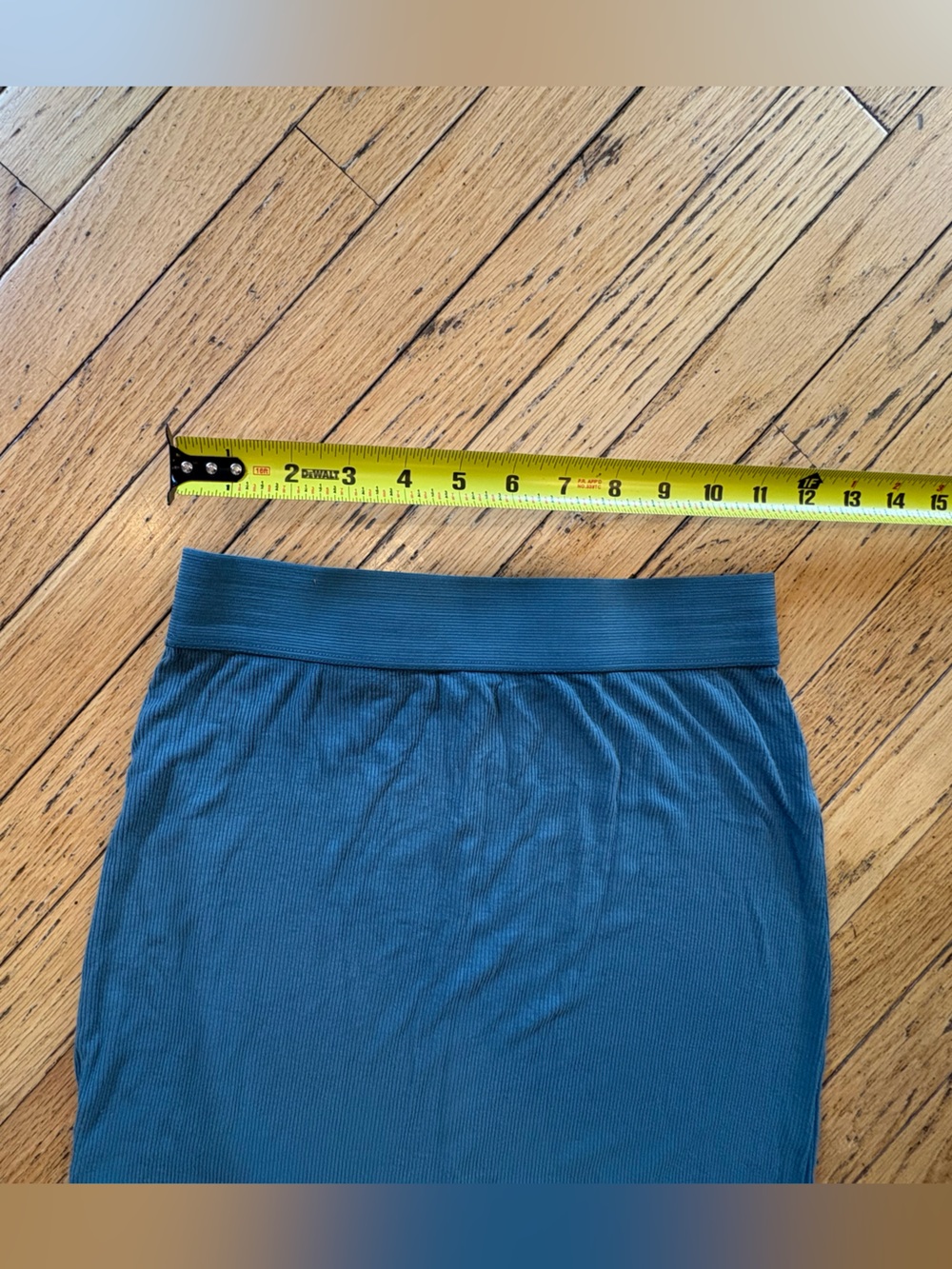 Sweet Romeo Mid-Length Ribbed Blue Women's Skirt - Picture 7 of 8